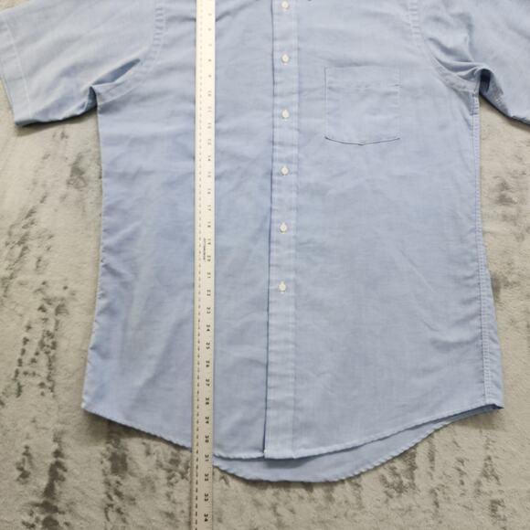 Vintage 90s Lands End Shirt Men L/16 Blue Oxford Short Sleeve Button Down Office - Picture 8 of 9